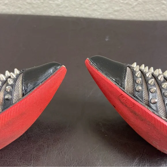 100% Authentic Christian Louboutin Black Spike Bareta 100 Pumps Women Size 6.5 - Picture 5 of 8
